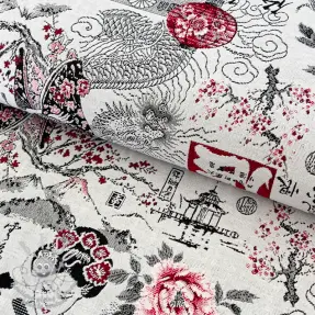 Tissu déco jacquard Akita blanc