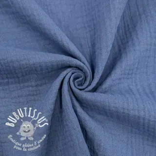 Tissu double gaze/mousseline midnight blue ORGANIC
