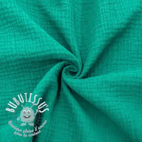 Tissu double gaze/mousseline dark teal ORGANIC