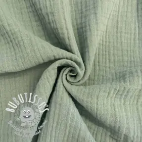 Tissu double gaze/mousseline dark mint ORGANIC