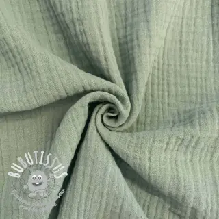 Tissu double gaze/mousseline dark mint ORGANIC