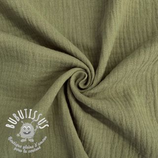 Tissu double gaze/mousseline moss green ORGANIC