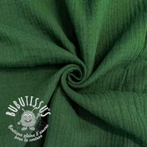 Tissu double gaze/mousseline dark green ORGANIC
