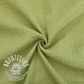 Tissu double gaze/mousseline old lime ORGANIC