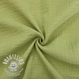 Tissu double gaze/mousseline old lime ORGANIC