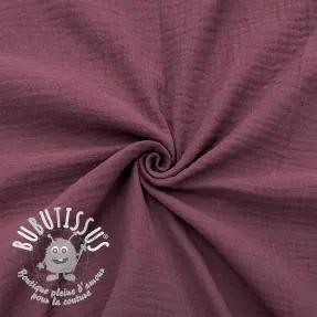 Tissu double gaze/mousseline aubergine ORGANIC