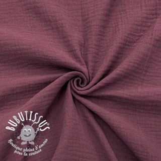 Tissu double gaze/mousseline aubergine ORGANIC