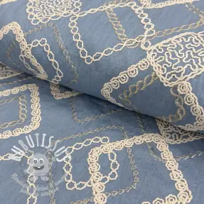 Tissu coton JEANS EMBROIDERY Square light blue