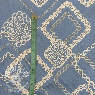 Tissu coton JEANS EMBROIDERY Square light blue