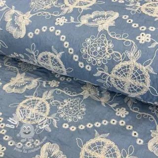 Tissu coton JEANS Embroidery Buttercup