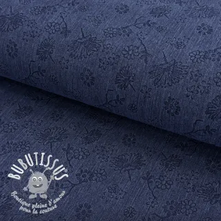 JEANS 9,5 OZ Embossed Flowers dark blue