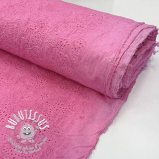 Tissu coton VOILE EMBROIDERY Vintage fuchsia