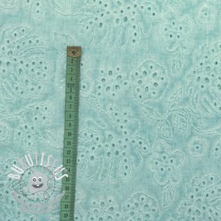 Tissu coton VOILE EMBROIDERY Vintage aqua