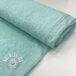 Tissu coton VOILE EMBROIDERY Vintage aqua
