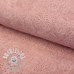 Tissu coton VOILE EMBROIDERY Vintage rose
