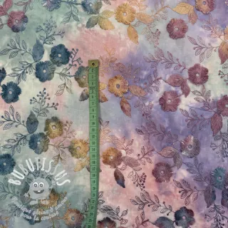 Tissu coton TIE DYE EMBROIDERY Poppy design C