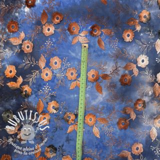 Tissu coton TIE DYE EMBROIDERY Poppy design D