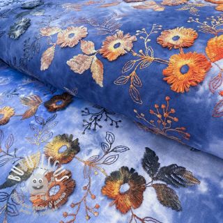 Tissu coton TIE DYE EMBROIDERY Poppy design D