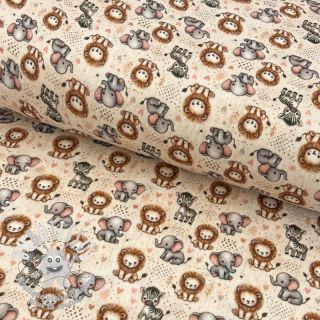 Tissu double gaze/mousseline Safari buddys design D digital print