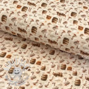 Tissu double gaze/mousseline Little farm animals design C digital print