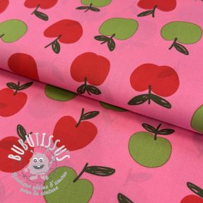 Tissu coton Fruit apple pink digital print