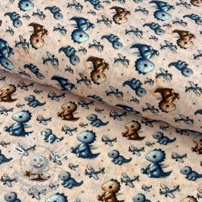 Tissu double gaze/mousseline Baby dino design A digital print