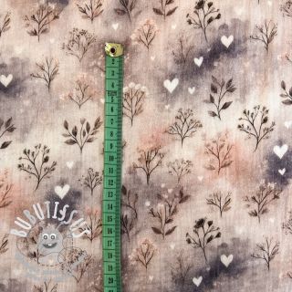 Tissu double gaze/mousseline Flower heart design B digital print