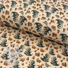 Tissu double gaze/mousseline Baby dino design B digital print