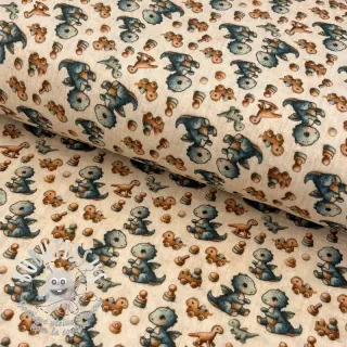 Tissu double gaze/mousseline Baby dino design B digital print