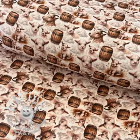 Tissu double gaze/mousseline Little farm animals design D digital print