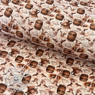 Tissu double gaze/mousseline Little farm animals design D digital print