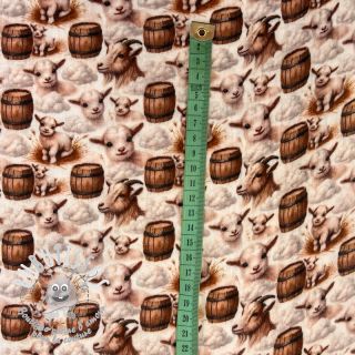 Tissu double gaze/mousseline Little farm animals design D digital print
