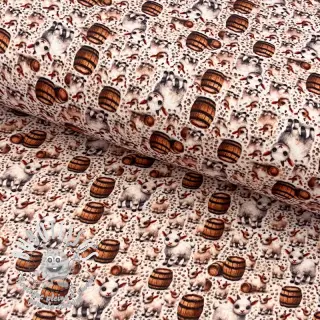 Tissu double gaze/mousseline Little farm animals design B digital print