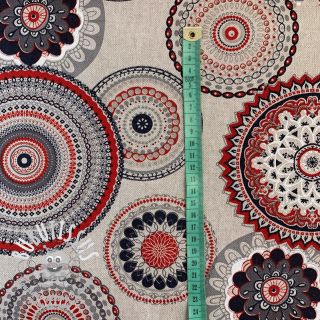 Tissu déco Linenlook Geometric mandala red