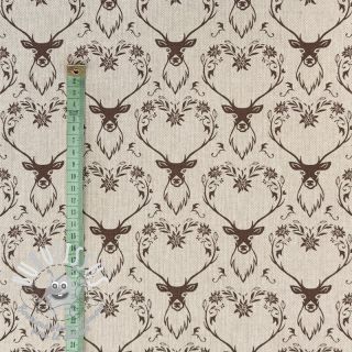 Tissu déco Linenlook Deer heart edelweiss