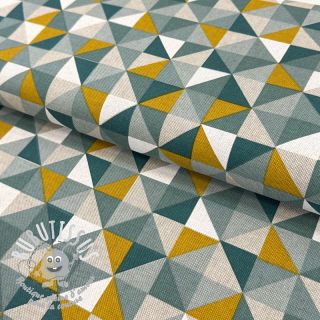 Tissu déco Linenlook Geometric Tile bottle green