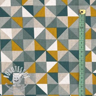 Tissu déco Linenlook Geometric Tile bottle green