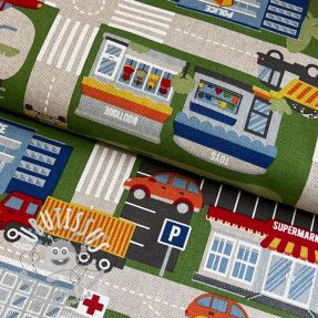 Tissu déco Linenlook Car Roadmap