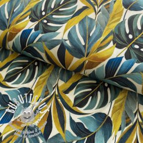 Jersey VISCOSE Rustling leaves yellow digital print