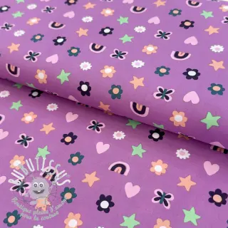 Tissu coton Love mauve