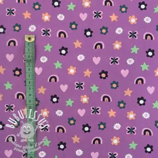Tissu coton Love mauve