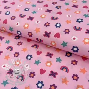 Tissu coton Love pink