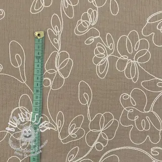 Tissu double gaze/mousseline EMBROIDERY Climbing flowers beige