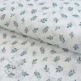 Tissu double gaze/mousseline Leaves in the wind sage digital print