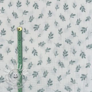 Tissu double gaze/mousseline Leaves in the wind sage digital print