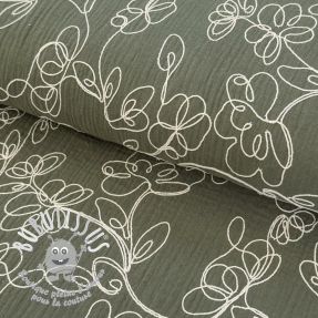 Tissu double gaze/mousseline EMBROIDERY Climbing flowers pickle