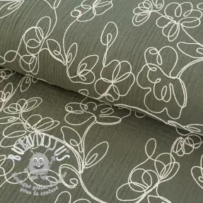 Tissu double gaze/mousseline EMBROIDERY Climbing flowers pickle