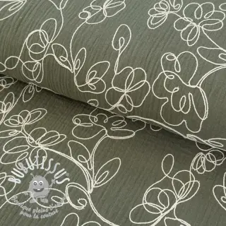 Tissu double gaze/mousseline EMBROIDERY Climbing flowers pickle