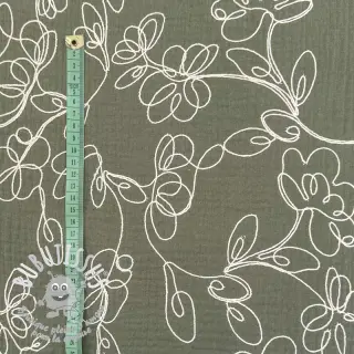 Tissu double gaze/mousseline EMBROIDERY Climbing flowers pickle
