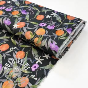 Viscose SATIN Leaves and oranges digital print